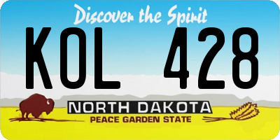 ND license plate KOL428