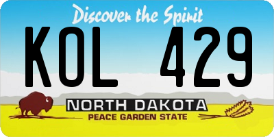 ND license plate KOL429