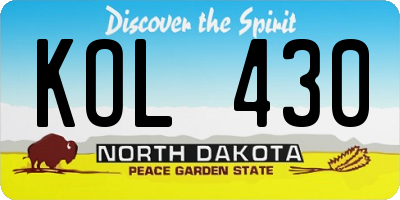 ND license plate KOL430