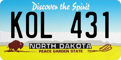 ND license plate KOL431
