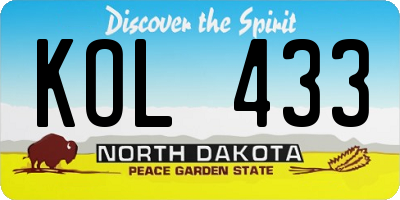 ND license plate KOL433