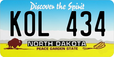 ND license plate KOL434