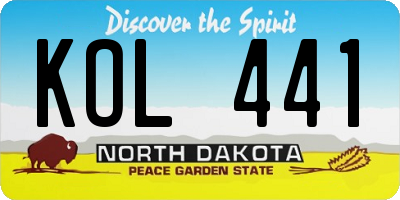 ND license plate KOL441