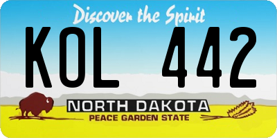ND license plate KOL442