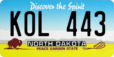 ND license plate KOL443