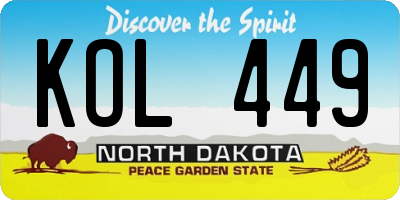 ND license plate KOL449