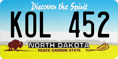 ND license plate KOL452