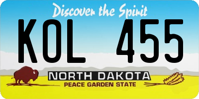 ND license plate KOL455