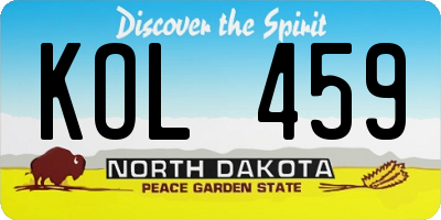 ND license plate KOL459