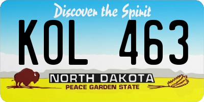 ND license plate KOL463