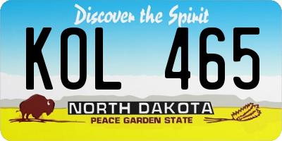 ND license plate KOL465