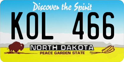 ND license plate KOL466