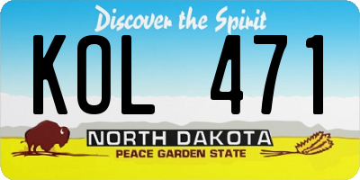 ND license plate KOL471