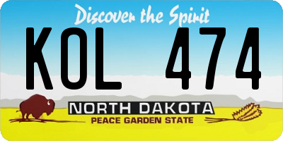 ND license plate KOL474