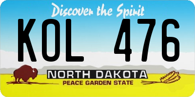 ND license plate KOL476