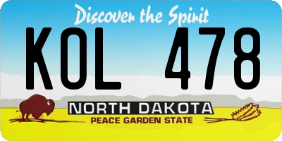 ND license plate KOL478