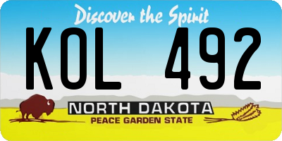 ND license plate KOL492