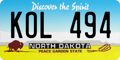 ND license plate KOL494