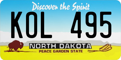 ND license plate KOL495