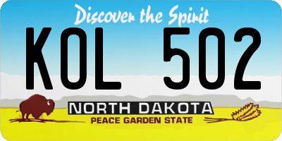 ND license plate KOL502