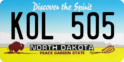 ND license plate KOL505