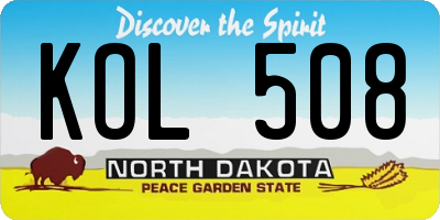ND license plate KOL508