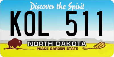 ND license plate KOL511