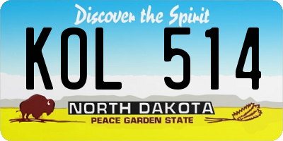 ND license plate KOL514