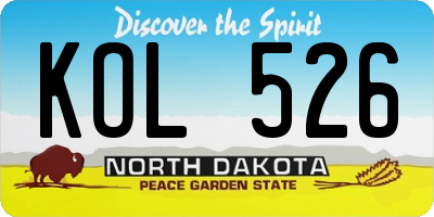 ND license plate KOL526