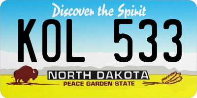ND license plate KOL533
