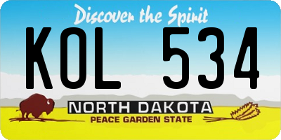 ND license plate KOL534