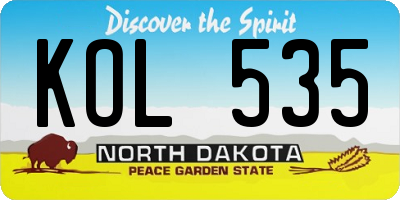 ND license plate KOL535