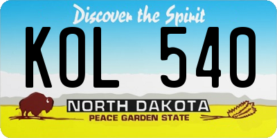 ND license plate KOL540