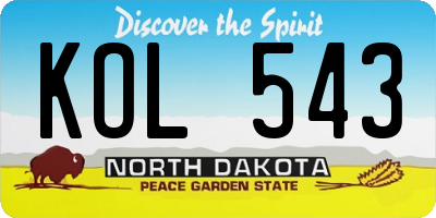 ND license plate KOL543
