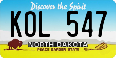 ND license plate KOL547