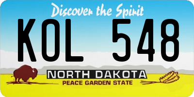 ND license plate KOL548