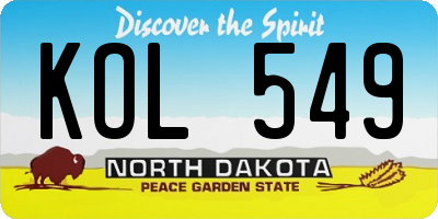 ND license plate KOL549