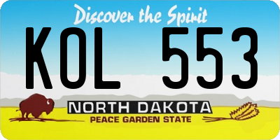 ND license plate KOL553