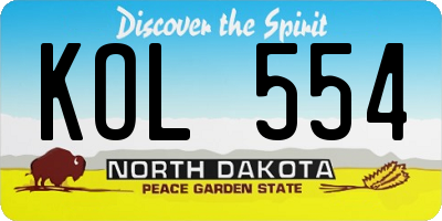 ND license plate KOL554