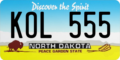 ND license plate KOL555