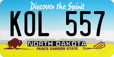 ND license plate KOL557