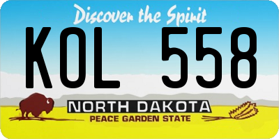 ND license plate KOL558