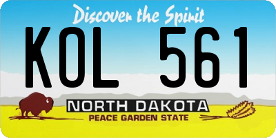 ND license plate KOL561