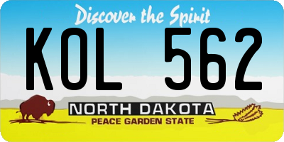 ND license plate KOL562