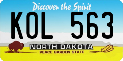ND license plate KOL563