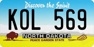 ND license plate KOL569