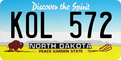 ND license plate KOL572