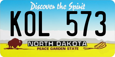 ND license plate KOL573