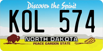 ND license plate KOL574