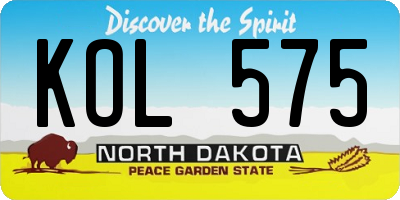 ND license plate KOL575